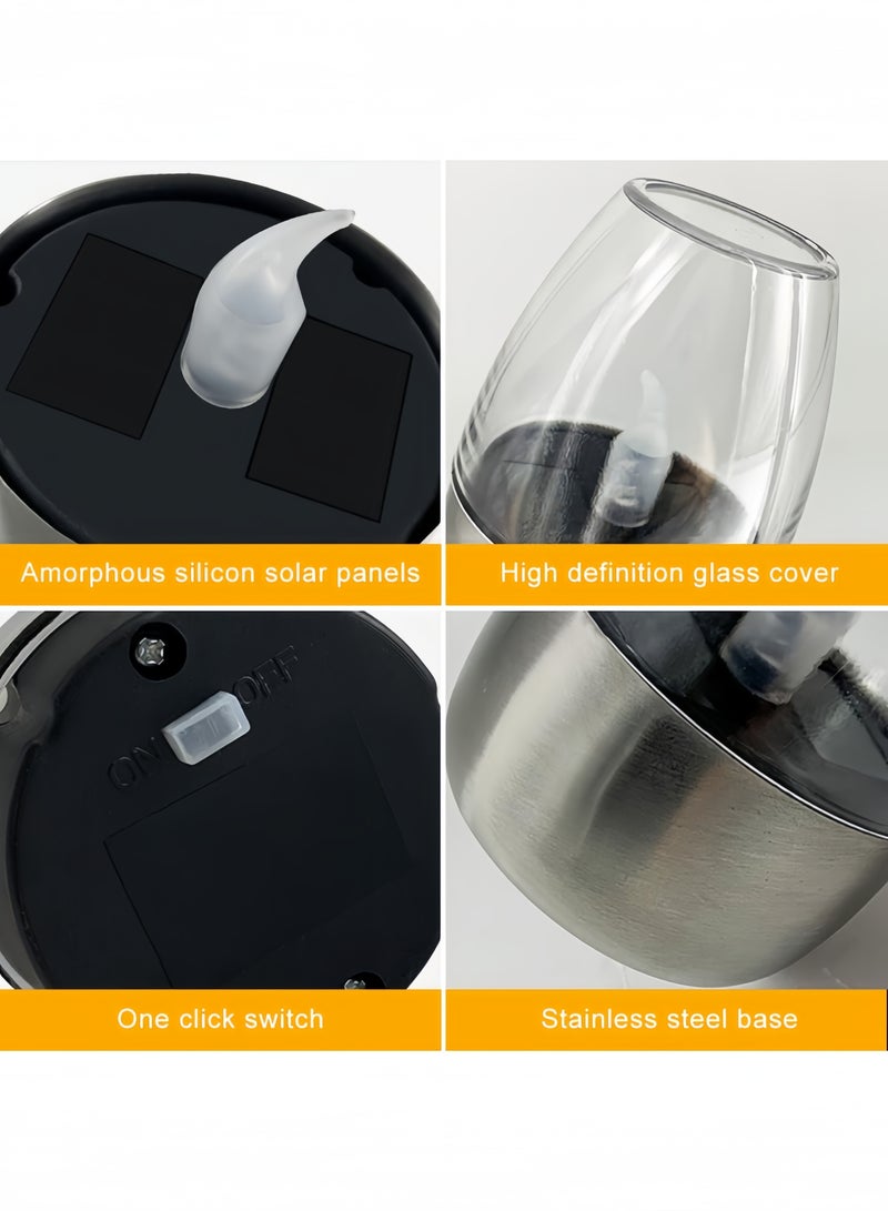 GGEROU Pack of 6 Solar Candles Outdoor Waterproof Solar Candles Outdoor LED Candles Outdoor LED Tea Lights Rechargeable Solar Tea Lights - Image 3