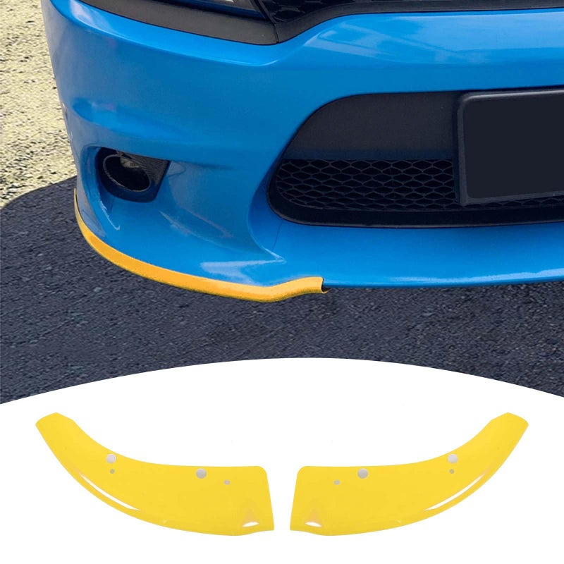 PDKLIN for Charger Front Bumper Lip Splitter Protector Cover Trim for 20152023 Dodge Charger SRT Hellcat Yellow Exterior Accessories 2pcs