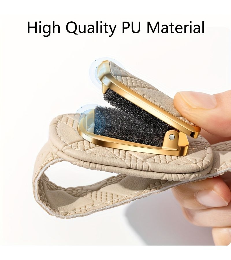 PU Leather Car Visor Glasses Clip Holder 1pc Orange - Image 5