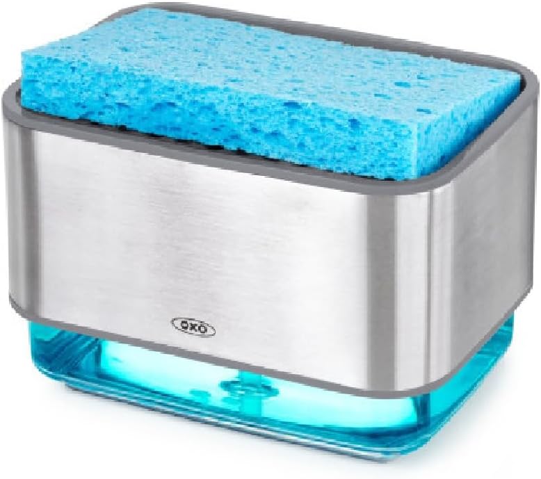 OXO حامل إسفنجة توزيع الصابون من OXO Good Grips من الفولاذ المقاوم للصدأ شفاف مقاس واحد - Image 1