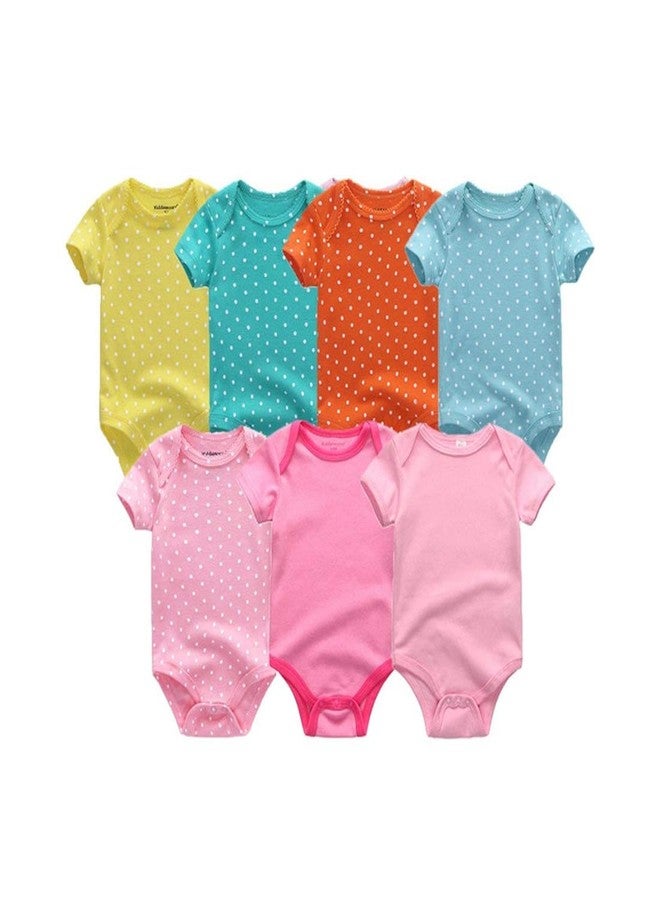 Futaba Newborn Baby Cotton Jumpsuit - Polka Dots -7Pcs-3 months - Image 1