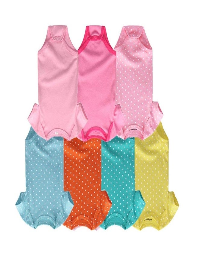 Futaba Newborn Baby Cotton Jumpsuit - Polka Dots -7Pcs-3 months - Image 4