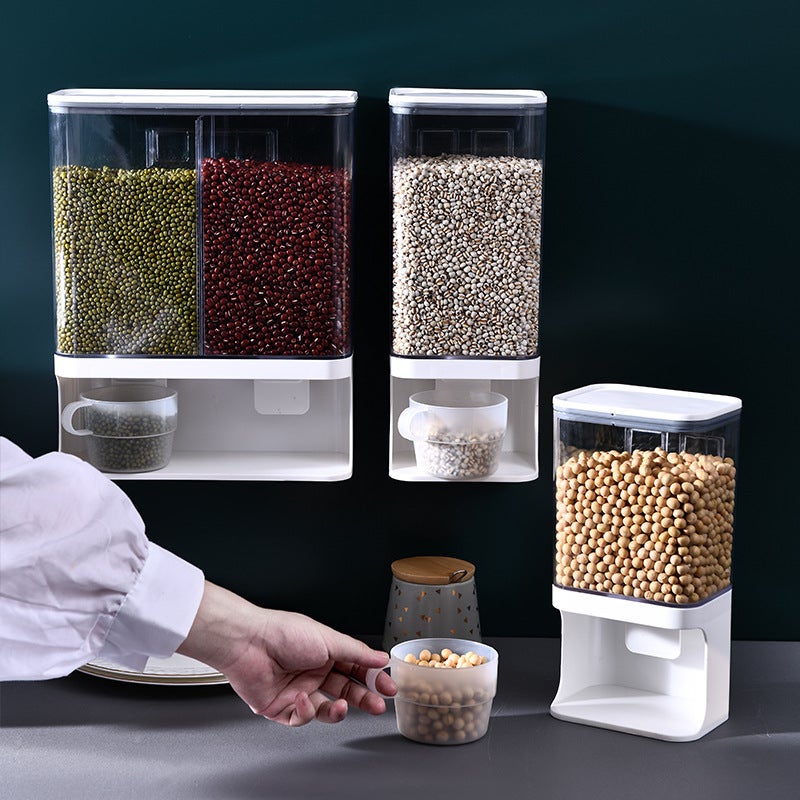 Grain Storage Box Kitchen Wall-Mounted Storage Tank Moisture-Proof Sealed Tank Cereal Dispensing Machine Grain Tank(1000ml) - Image 3