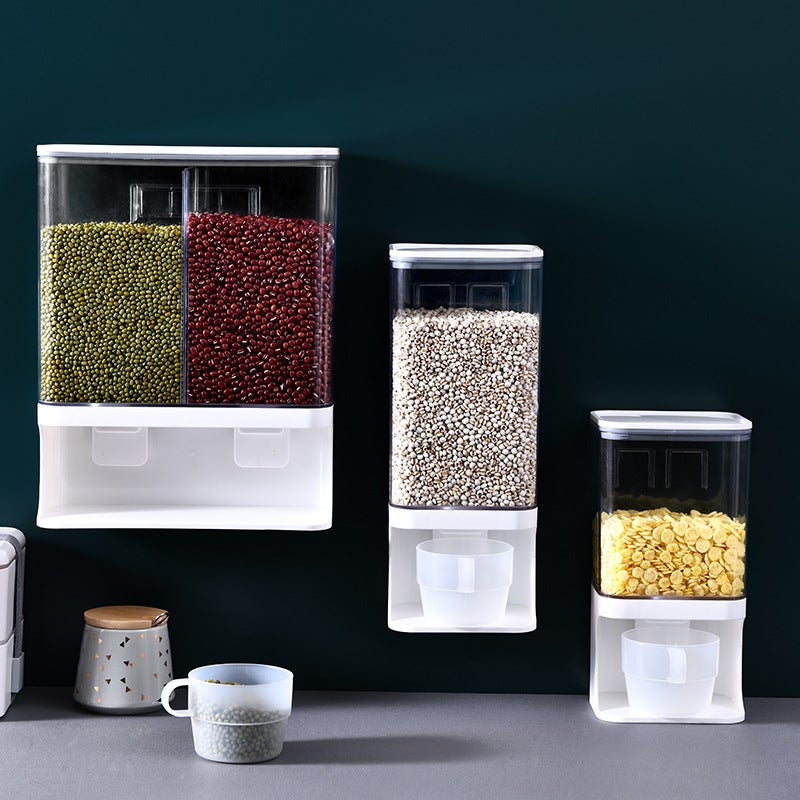 Grain Storage Box Kitchen Wall-Mounted Storage Tank Moisture-Proof Sealed Tank Cereal Dispensing Machine Grain Tank(1000ml) - Image 4