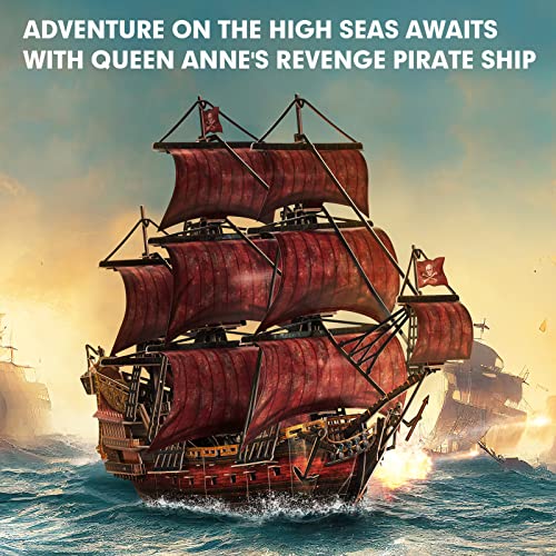 CubicFun 3D Puzzles for Adults Kids Red Queen Annes Revenge 391 Pcs Home Decor Cool Pirate Ship Arts Crafts for Adults Puzzle Model Kits Valentines Day Gifts for Women Men - Image 5