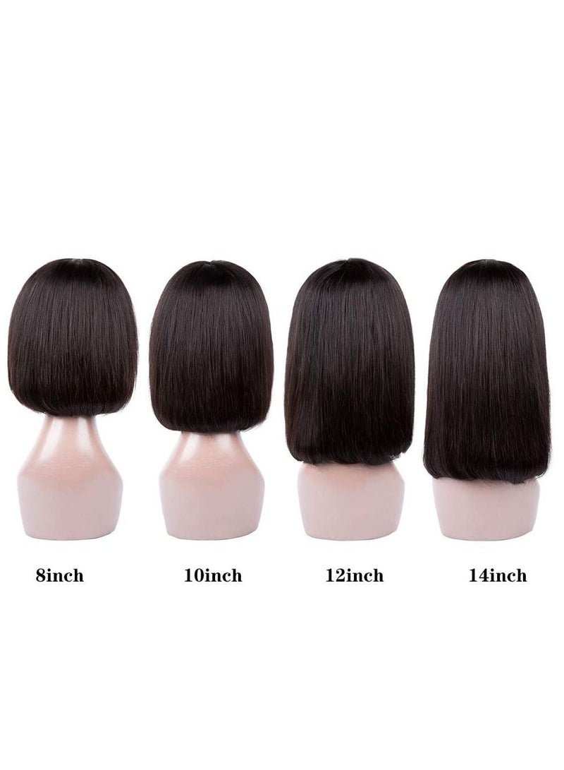 إستيل شعر مستعار بشري قصير بوب مع الانفجارات شعر بشري عذراء برازيلي مستقيم بوب شعر مستعار 130٪ كثافة غلويليس مصنوع بالماكينة باروكات شعر بشري للنساء - Image 5