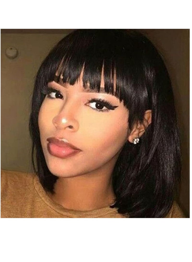 إستيل شعر مستعار بشري قصير بوب مع الانفجارات شعر بشري عذراء برازيلي مستقيم بوب شعر مستعار 130٪ كثافة غلويليس مصنوع بالماكينة باروكات شعر بشري للنساء - Image 1