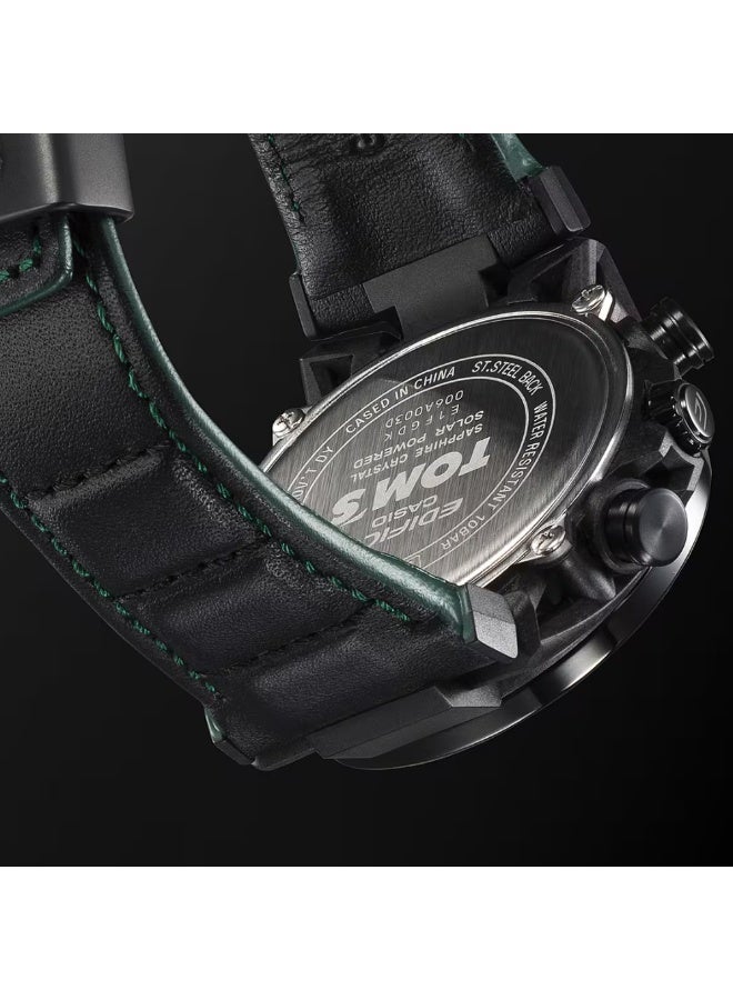 كاسيو إديفيس EFS-S641TMS-1A, إصدار TOM’S للذكرى الخمسين, كرونوغراف بالطاقة الشمسية, زجاج ياقوتي, مقاومة للماء 100 متر, سوار جلد طبيعي, تصميم مستوحى من السباقات - Image 4