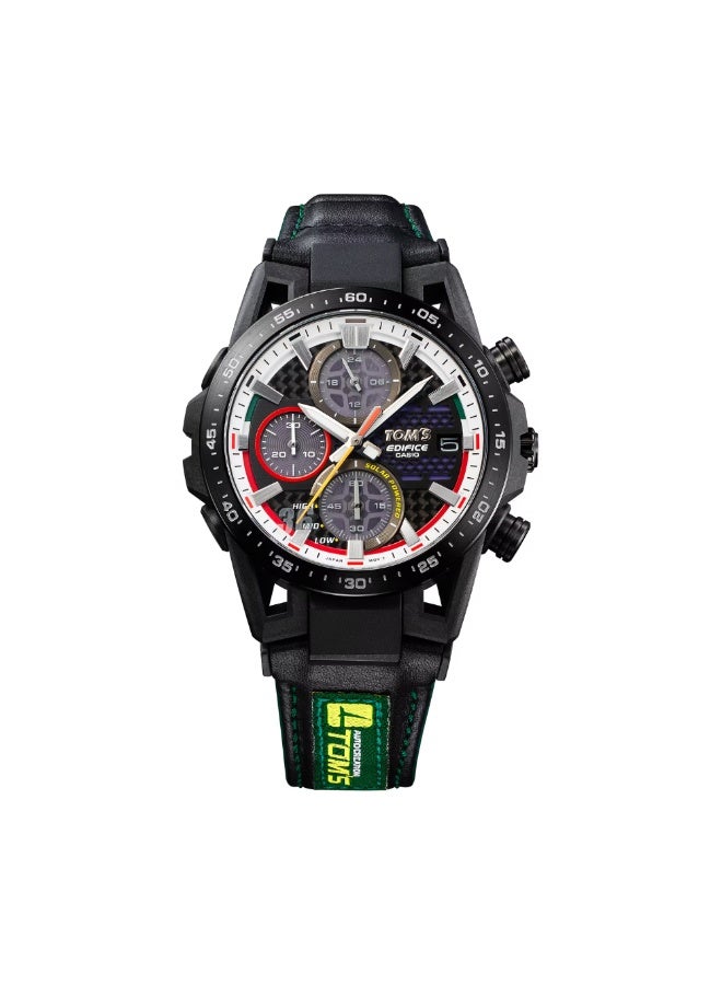 كاسيو إديفيس EFS-S641TMS-1A, إصدار TOM’S للذكرى الخمسين, كرونوغراف بالطاقة الشمسية, زجاج ياقوتي, مقاومة للماء 100 متر, سوار جلد طبيعي, تصميم مستوحى من السباقات - Image 2