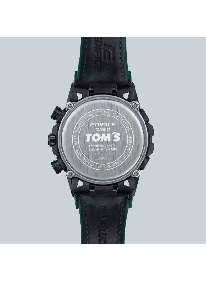 كاسيو إديفيس EFS-S641TMS-1A, إصدار TOM’S للذكرى الخمسين, كرونوغراف بالطاقة الشمسية, زجاج ياقوتي, مقاومة للماء 100 متر, سوار جلد طبيعي, تصميم مستوحى من السباقات - Image 5