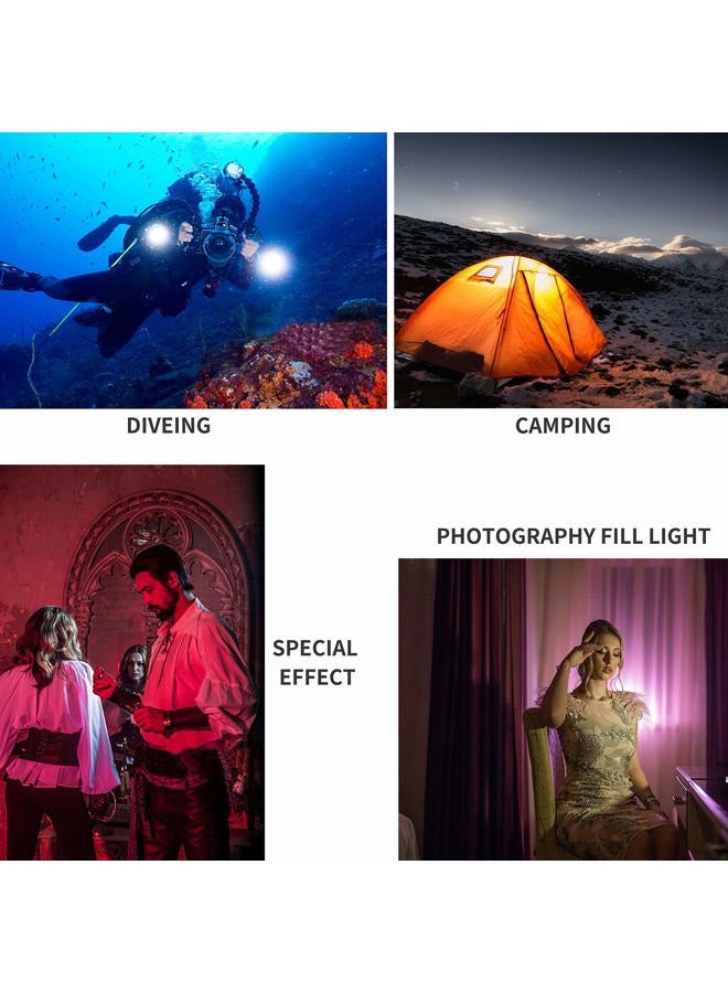 Suptig Video Lighting Dive Light Underwater Lights 72 Led Lights Compatible for Gopro Canon Nikon Pentax Panasonic Sony Samsung SLR Cameras 5 Kinds of Illuminating Colors Waterproof 147ft(45m) Black - Image 3