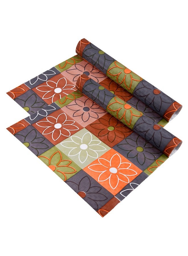 Kuber Industries Shelf Liner | Kitchen Cabinet Shelf Protector | Kitchen Liners for Cabinets and Drawers | Drawer Liner Mat | Check-Design Shelf Liner Cabinet Mat | 3 MTR | Pack of 2 | Orange - Image 1