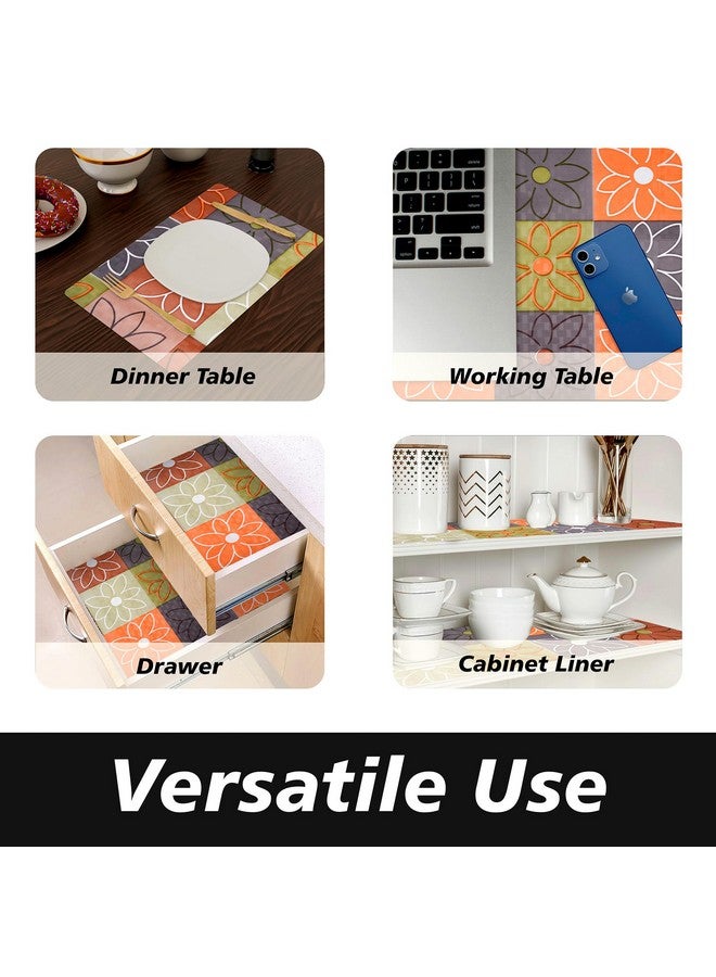 Kuber Industries Shelf Liner | Kitchen Cabinet Shelf Protector | Kitchen Liners for Cabinets and Drawers | Drawer Liner Mat | Check-Design Shelf Liner Cabinet Mat | 3 MTR | Pack of 2 | Orange - Image 4