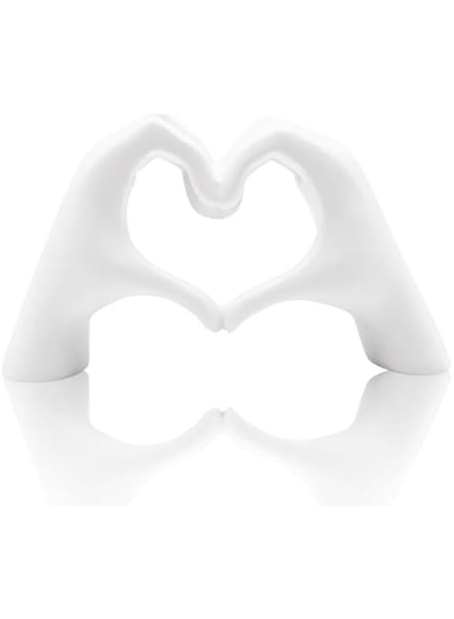 Small Gold Heart Hands Sculpture Decor, Resin Golden Modern Abstract Love Finger Statue, Gold Hand Model Decoration for Home Living Room Bedroom Bookshelf Shelves Wedding Office Desk Table 2.8″ H - Image 1