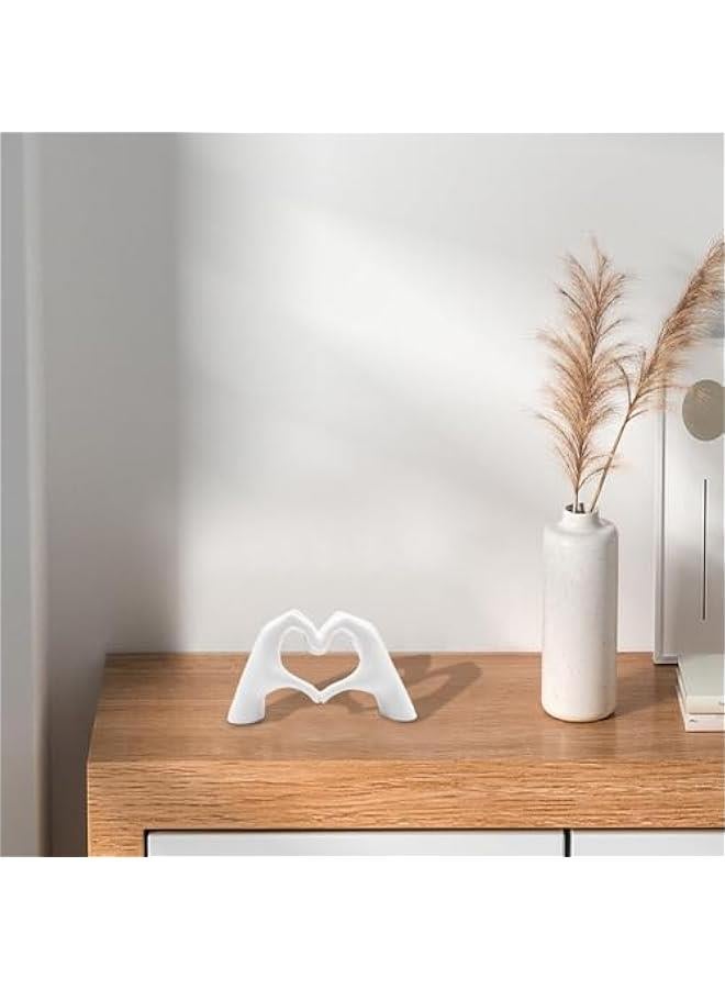 Small Gold Heart Hands Sculpture Decor, Resin Golden Modern Abstract Love Finger Statue, Gold Hand Model Decoration for Home Living Room Bedroom Bookshelf Shelves Wedding Office Desk Table 2.8″ H - Image 2