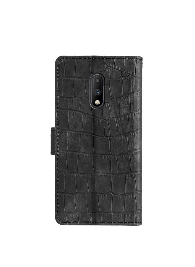 S-TOP Case For OnePlus 7 Skin Feel Crocodile Texture Magnetic Clasp Horizontal Flip PU Leather Case with Holder & Card Slots & Wallet - Image 3