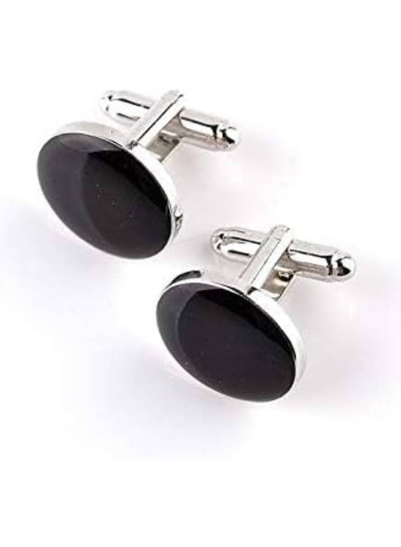 SOLDOUT Men's Shirt Cufflinks Classic Enamel Cuff Links Black White Round Business Wedding Casual Shirt Cuff Buttons Luxury Jewelry (Black) - Image 2