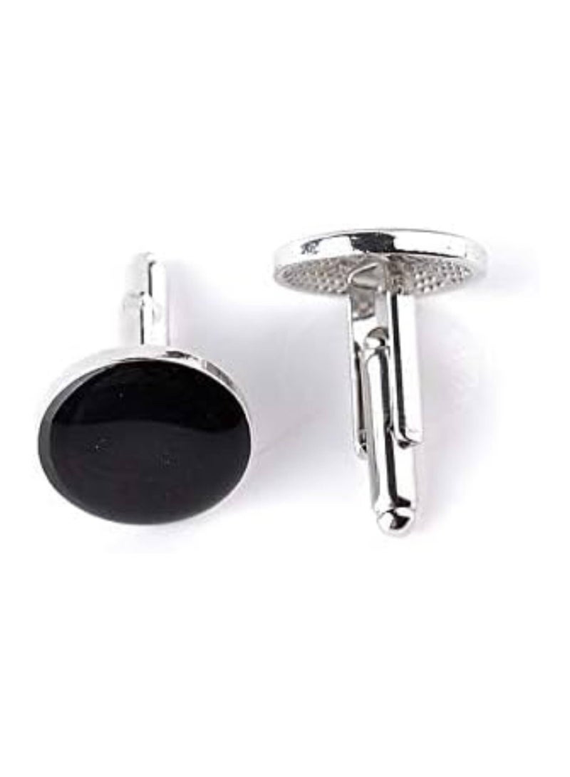 SOLDOUT Men's Shirt Cufflinks Classic Enamel Cuff Links Black White Round Business Wedding Casual Shirt Cuff Buttons Luxury Jewelry (Black) - Image 3