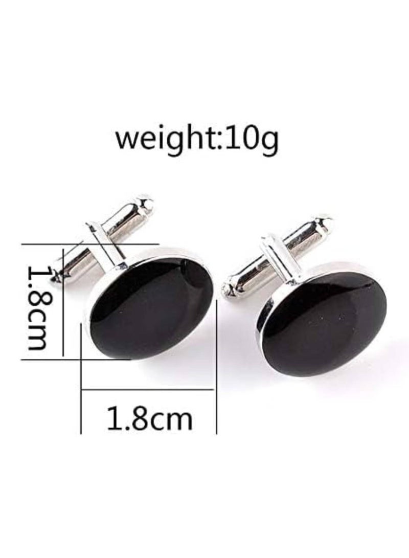 SOLDOUT Men's Shirt Cufflinks Classic Enamel Cuff Links Black White Round Business Wedding Casual Shirt Cuff Buttons Luxury Jewelry (Black) - Image 4
