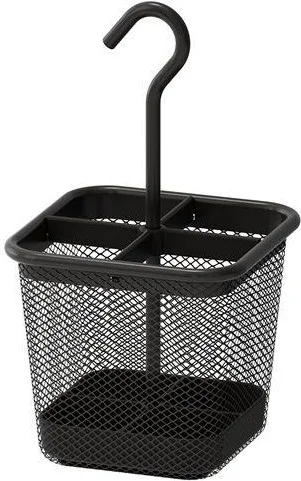 Ikea Hanging Spoon and Cutlery Holder with Compartments - Anthracite Black Meridyendukkan 12X12 cm Metal Basket Organizer