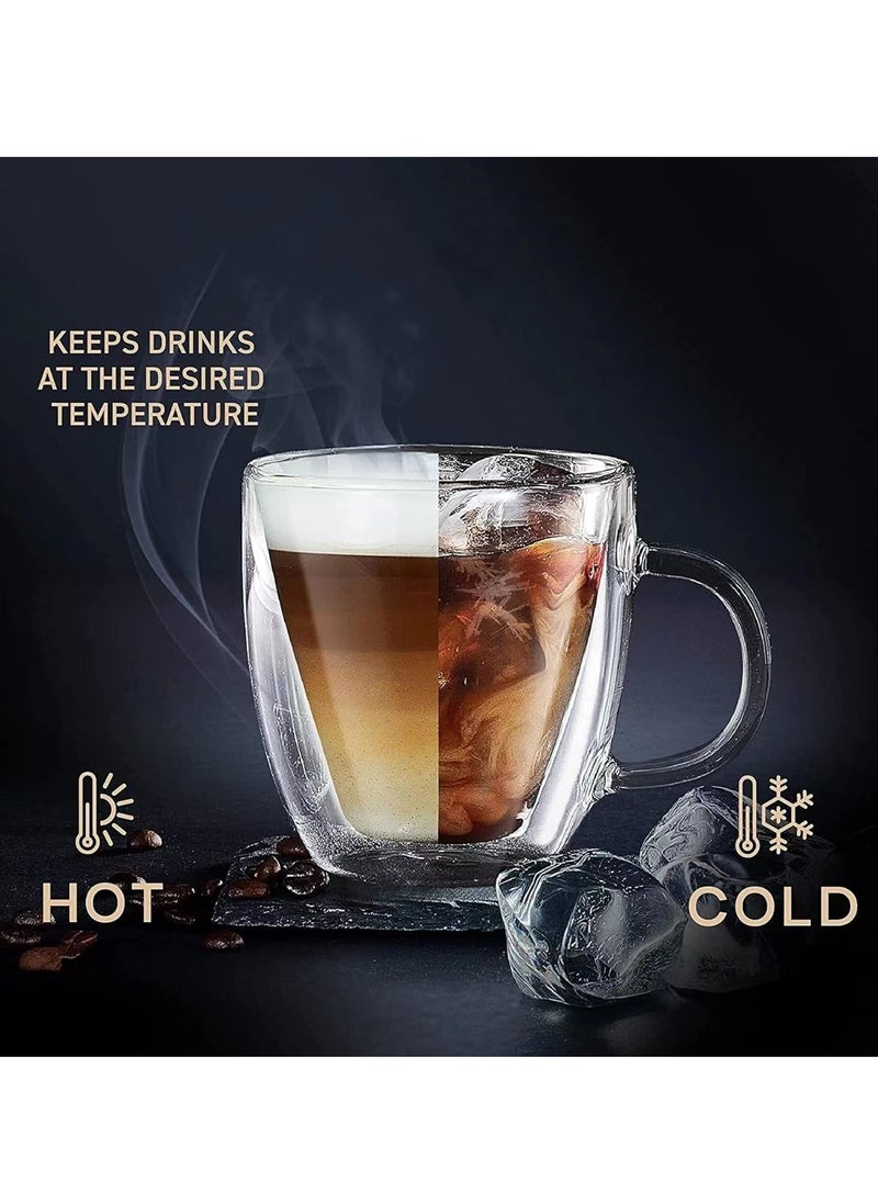 Cool Baby COOLBABY Espresso Cup Shot Glass Coffee Set of 2 - Double Wall Insulated Glass Tumbler With Handle Everyday Coffee Cup Ideal For Espresso And Coffee Machines (250ML)  - Image 4
