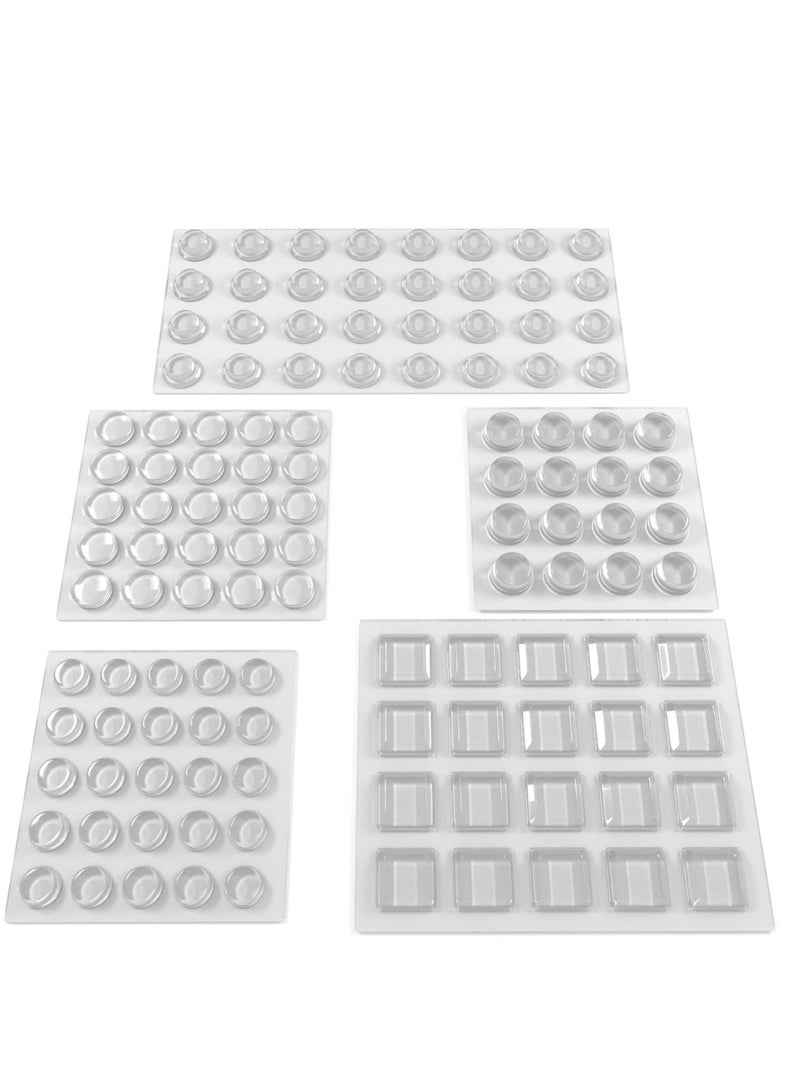 KASTWAVE 118 Pieces Self-Adhesive Cabinet Door Bumpers, Clear Rubber Feet Adhesive Bumpers Self-Adhesive Noise Reduction Pads, 6 Sizes for Protecting Kitchen Furniture, Wall Drawer Stops - Image 1