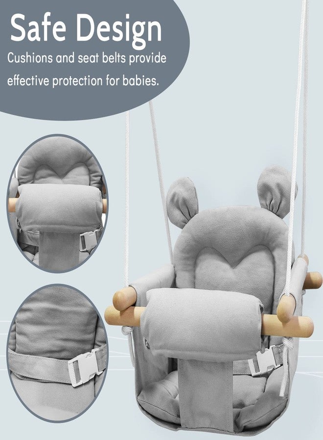 GFU Baby Swing, Canvas Baby Swings for Infants, Secure Baby Swing Outdoor, Toddler Swing for Indoors, Wooden Hanging Baby Swing Seat, Hammock for Tree and Backyard - Image 2