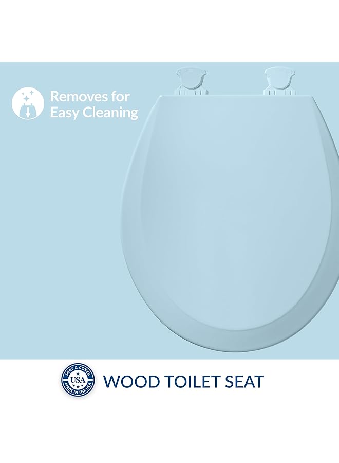Bemis 500Ec 464 Toilet Seat With Easy Clean And Change Hinges Round Durable Enameled Wood Dresden Blue - Image 2