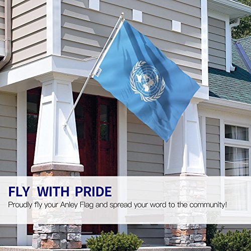 Anley Fly Breeze 3x5 Foot United Nations Flag - Vivid Color and Fade Proof - Canvas Header and Double Stitched - UN International Flags Polyester with Brass Grommets 3 X 5 Ft - Image 2