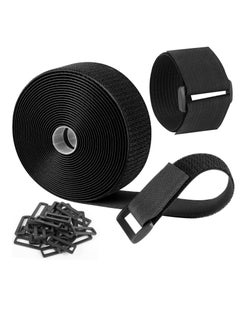 Peachjoy Adjustable Cable Straps, Velcro Cable Ties, 2''*16.4ft Hook and Loop Straps with 20 Buckles, Free Cut Self Securing Strap, Reusable Nylon Securing Cord Ties for Cable Organiser Storage  - Image 1