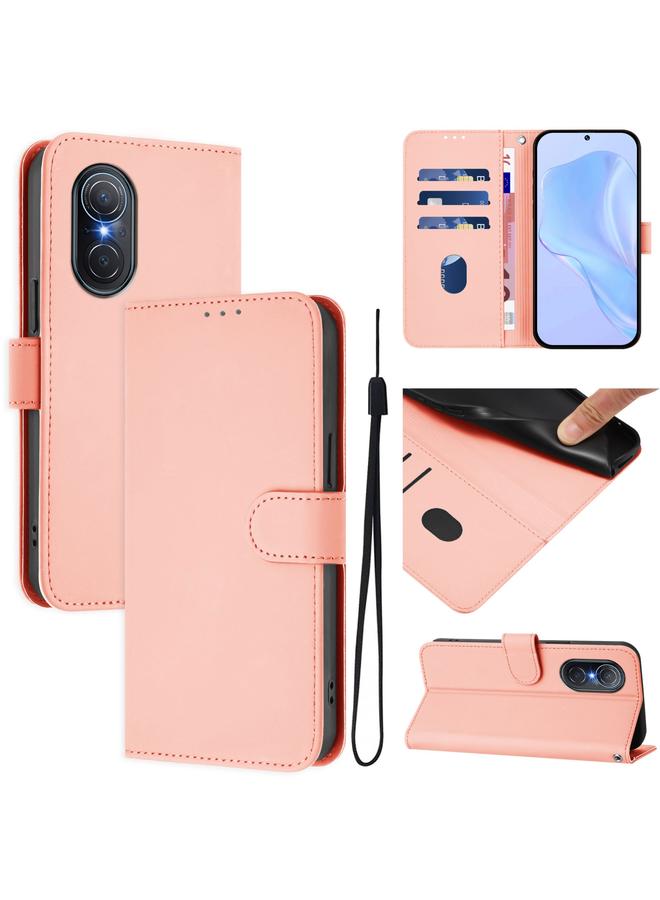 S-TOP Case For Honor 50 SE / Huawei nova 9 SE Skin Feel Solid Color Leather Phone Case with Lanyard - Image 1