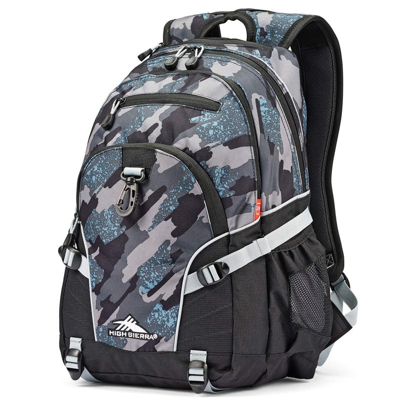 High Sierra Loop Backpack Travel or Work Bookbag with tablet sleeve One Size GraffitiBlackAsh