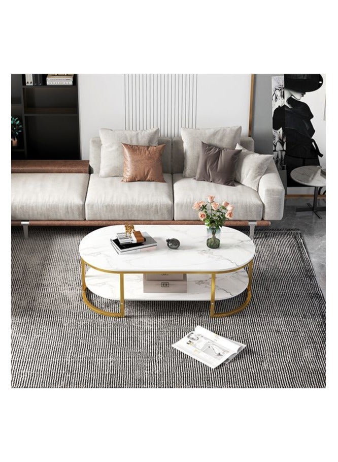 DubaiGallery Coffee Table Open Shelf Living Room Table for Reception Room White 120 x 60 x 2 - Image 3