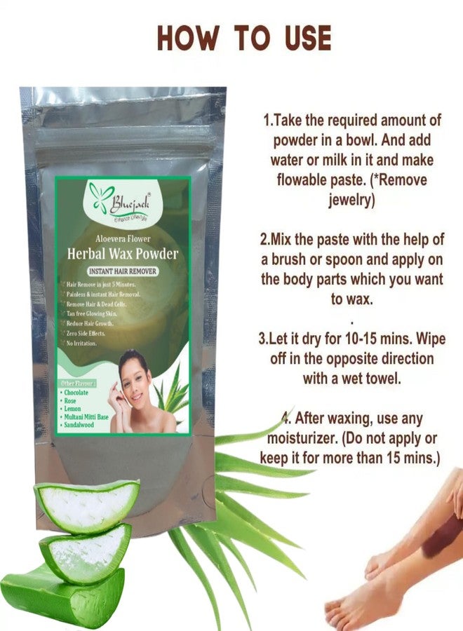 BLUEJACK Herbal Aloevera Instant Painless Hair Remover Waxing Powder For All Hair & Skin Types (100gm) - Image 3