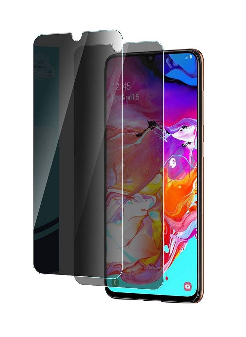 Super 2 Pieces Tempered Glass Screen Protector Anti-Spy Privacy Designed For Samsung Galaxy A70 Full Screen Coverage And Bubble Free - Image 1