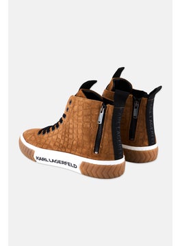 Karl Lagerfeld Men Medium Brand Logo Lace Up Sneakers Shoes, Brown  - Image 2