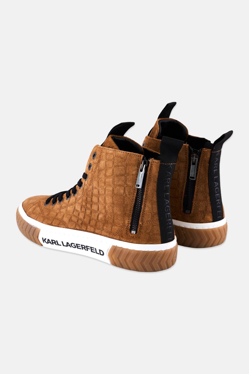 Karl Lagerfeld Men Medium Brand Logo Lace Up Sneakers Shoes, Brown  - Image 2