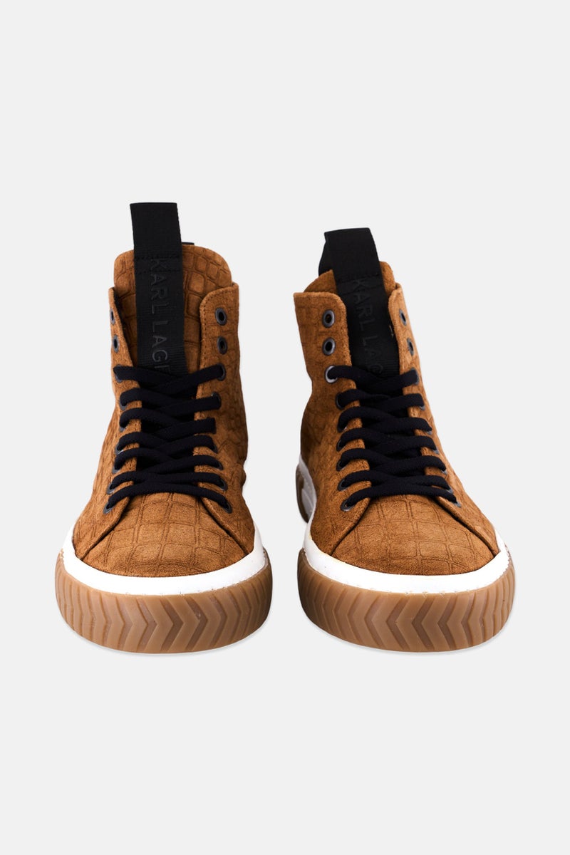 Karl Lagerfeld Men Medium Brand Logo Lace Up Sneakers Shoes, Brown  - Image 3