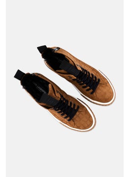 Karl Lagerfeld Men Medium Brand Logo Lace Up Sneakers Shoes, Brown  - Image 4