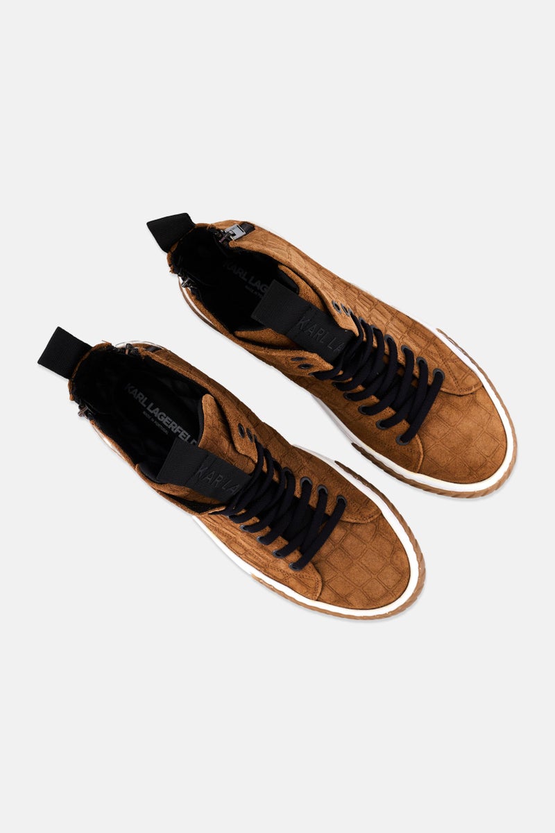 Karl Lagerfeld Men Medium Brand Logo Lace Up Sneakers Shoes, Brown  - Image 4