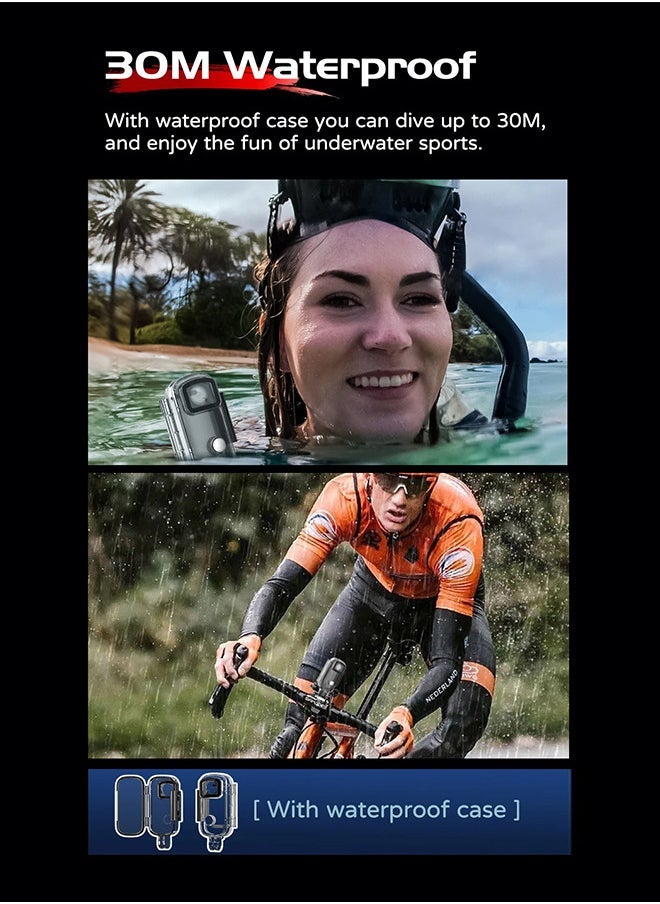 SJCAM (With 32GB SD Card)C100+4K Thumb Sports Action Camera, Supports WiFi 30M, Waterproof with Protective Case, EIS Anti-shake, Suitable for Travel, Sports, Vlog, with 32GB Memory Card  - Image 4
