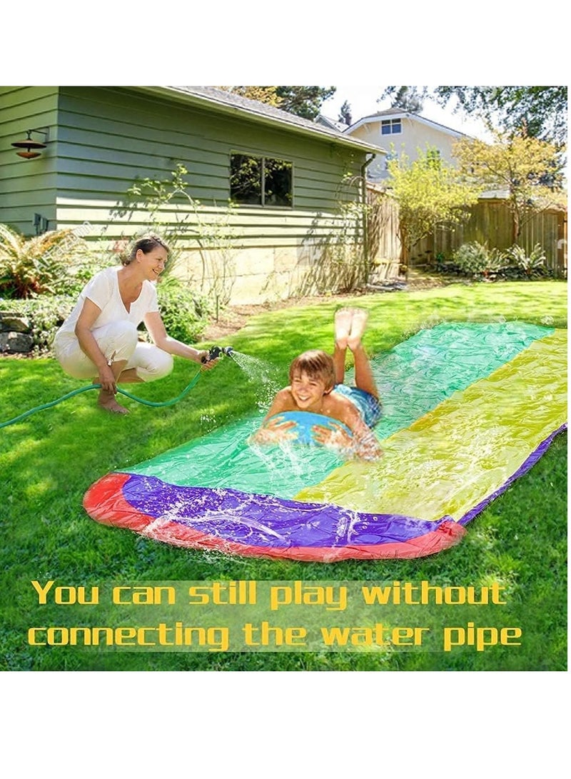 SYOSI Slip and Slide for Kids, Water 16Ft Double Racing Lane Splash Pool with Two Boogie Boards Crash Pad,Summer Outdoor Slides Kids Backyard Sprinkler - Image 3