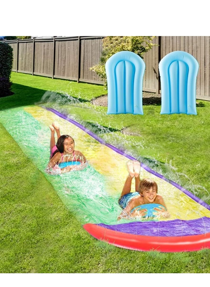 SYOSI Slip and Slide for Kids, Water 16Ft Double Racing Lane Splash Pool with Two Boogie Boards Crash Pad,Summer Outdoor Slides Kids Backyard Sprinkler - Image 1