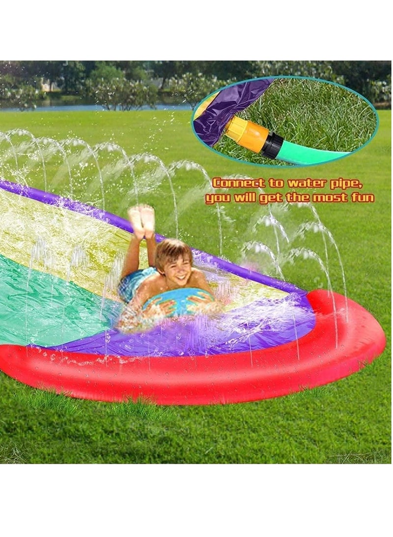 SYOSI Slip and Slide for Kids, Water 16Ft Double Racing Lane Splash Pool with Two Boogie Boards Crash Pad,Summer Outdoor Slides Kids Backyard Sprinkler - Image 4