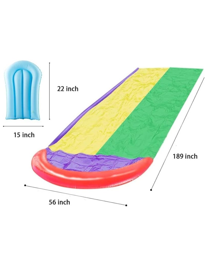 SYOSI Slip and Slide for Kids, Water 16Ft Double Racing Lane Splash Pool with Two Boogie Boards Crash Pad,Summer Outdoor Slides Kids Backyard Sprinkler - Image 5