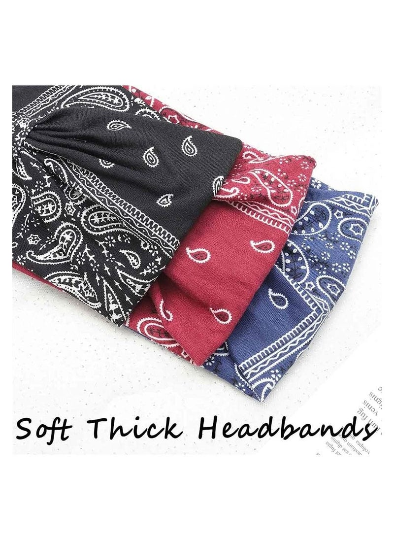 Boho Bandeau Headbands, Wide Knot Hair Scarf Floral Printed Hair Band Elastic Turban Thick Head Wrap Stretch Fabric Cotton Head Bands Thick Fashion Hair Accessories for Women, 3 Pcs - pzsku/Z906C5F4291D3A38533BBZ/45/_/1658220781/056a65a4-0e4c-42c1-b559-90714d700c7c