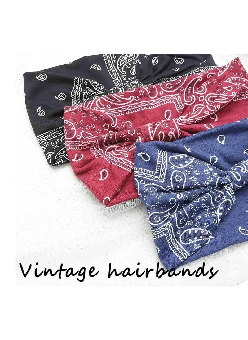 Boho Bandeau Headbands, Wide Knot Hair Scarf Floral Printed Hair Band Elastic Turban Thick Head Wrap Stretch Fabric Cotton Head Bands Thick Fashion Hair Accessories for Women, 3 Pcs - pzsku/Z906C5F4291D3A38533BBZ/45/_/1658220781/4bd84aa3-1a1d-466b-89f2-9e392b9811bf