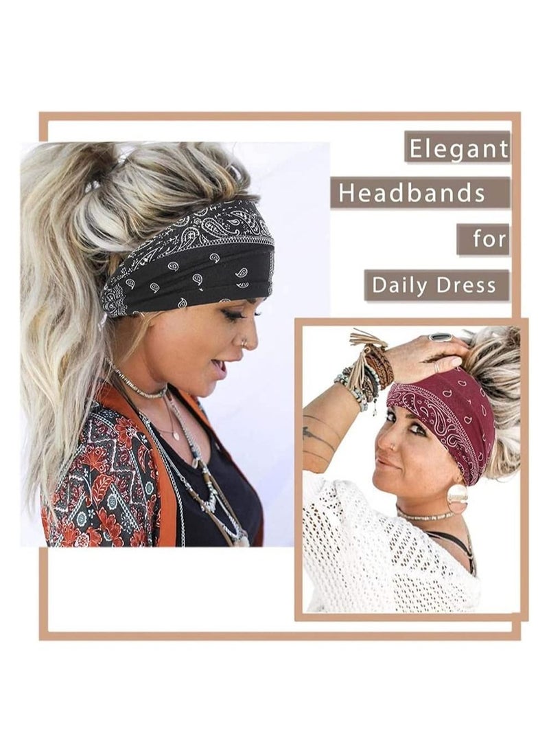 Boho Bandeau Headbands, Wide Knot Hair Scarf Floral Printed Hair Band Elastic Turban Thick Head Wrap Stretch Fabric Cotton Head Bands Thick Fashion Hair Accessories for Women, 3 Pcs - pzsku/Z906C5F4291D3A38533BBZ/45/_/1658220781/654b47d0-c510-4b29-b988-cd19288f2d58