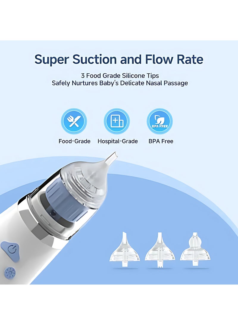 TEKNOWORTH Electric Baby Nasal Aspirator – Rechargeable Infant Nose Cleaner with LCD, 5 Suction Levels, IPX6 Waterproof Mucus Remover, Soothing Lights & Music – Portable Baby & Kids Nasal Aspirator for Home Care - Blue - Image 5