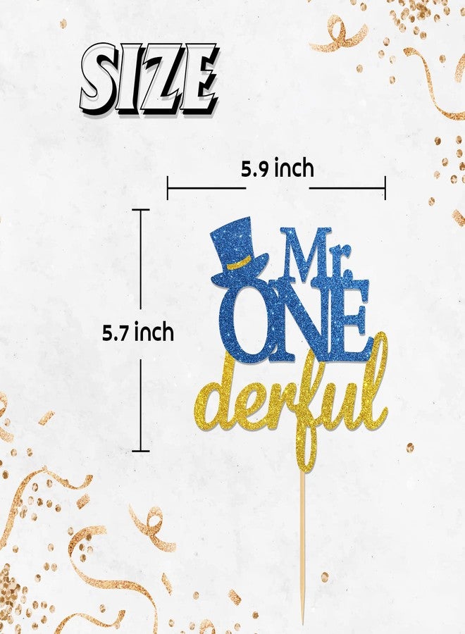 Helewilk Mr Onederful Cake Topper, Boys 1st Birthday, Baby Shower Party Decoration, Welcome Baby Boy Cake Decor, It's a Boy Gender Reveal Party Supplies - Image 2